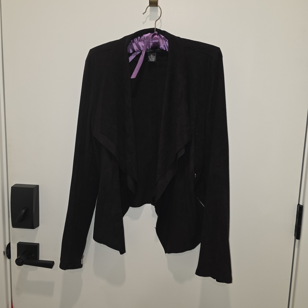 Joan Vass Black Open-Front Blazer